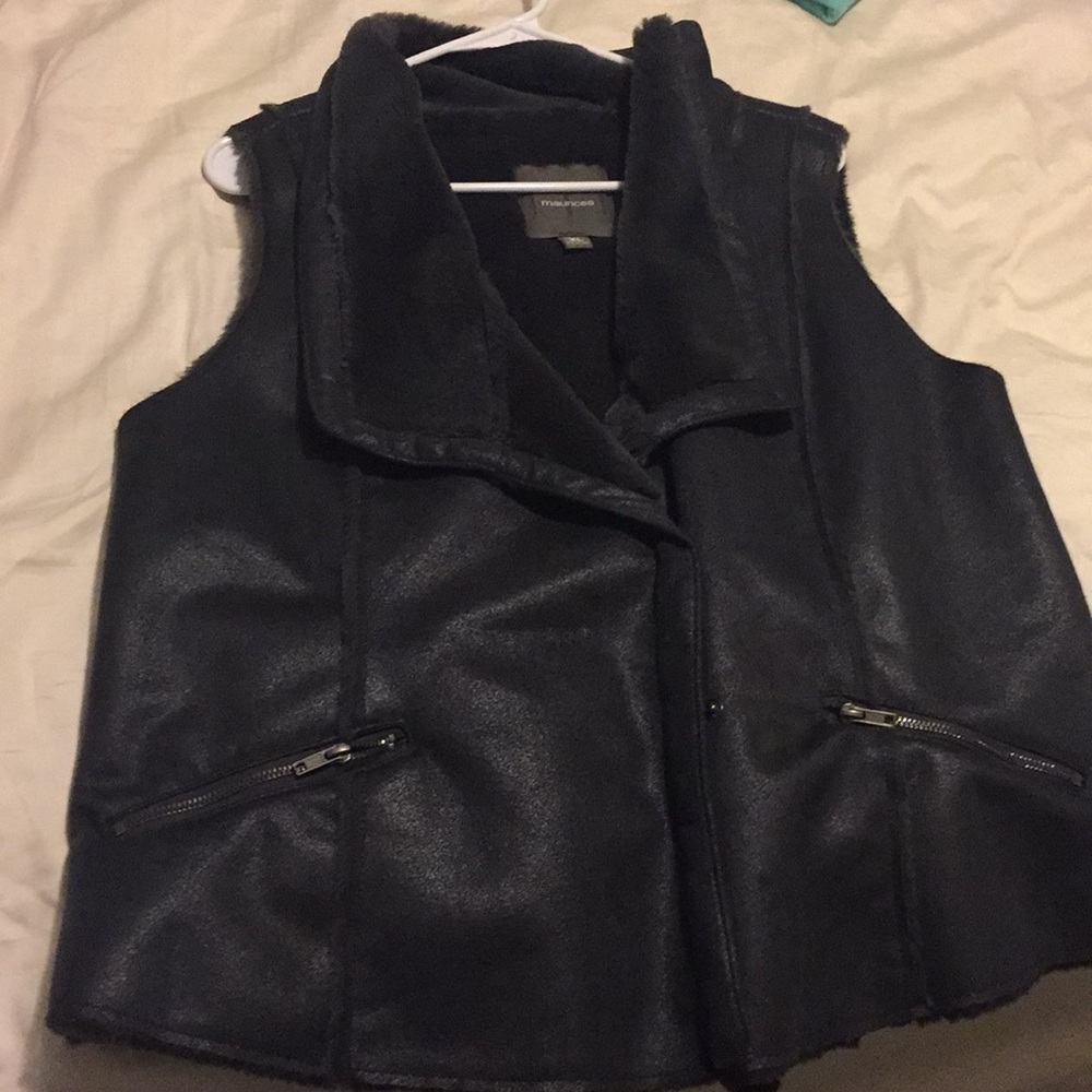 Dark grey faux fur Maurice’s vest